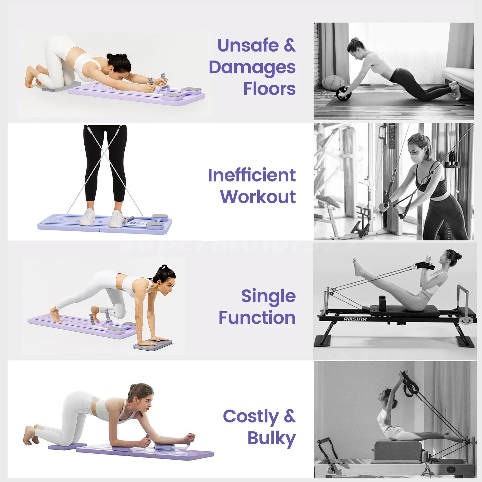 Luvora™ Portable Pilates Reformer – Adjustable Resistance + Lightweight & Compact Design
